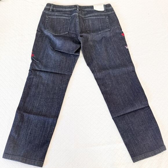 J. Jill Slim Ankle Luna Wash Multi Denim Jeans Flower Embroidered SZ8P NWT - Picture 3 of 8
